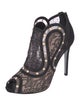 René Caovilla Lace Floral Print Pumps