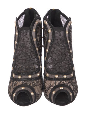 René Caovilla Lace Floral Print Pumps