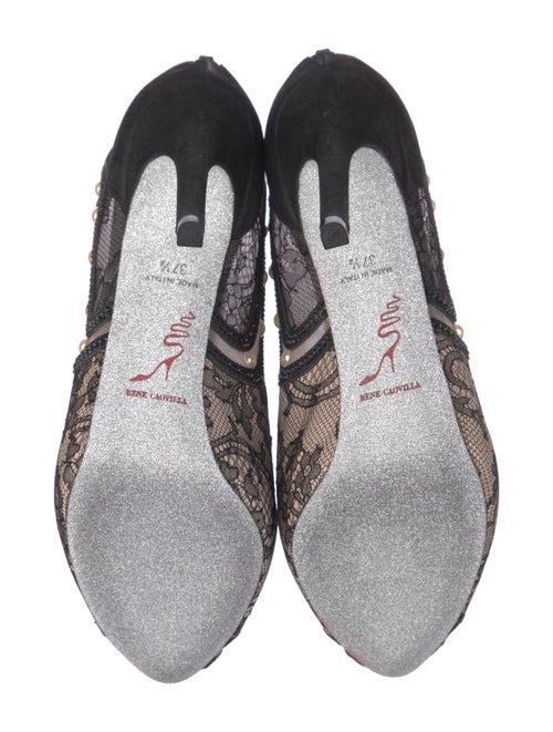 René Caovilla Lace Floral Print Pumps