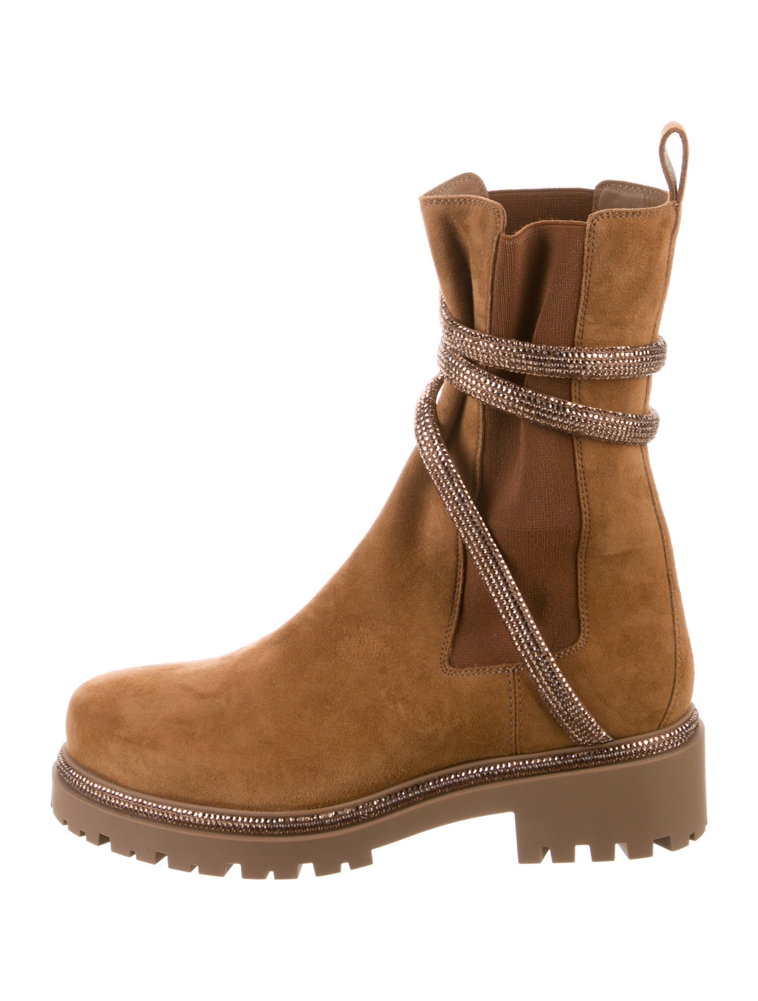 René Caovilla Suede Crystal Embellishments Chelsea Boots w/ Tags