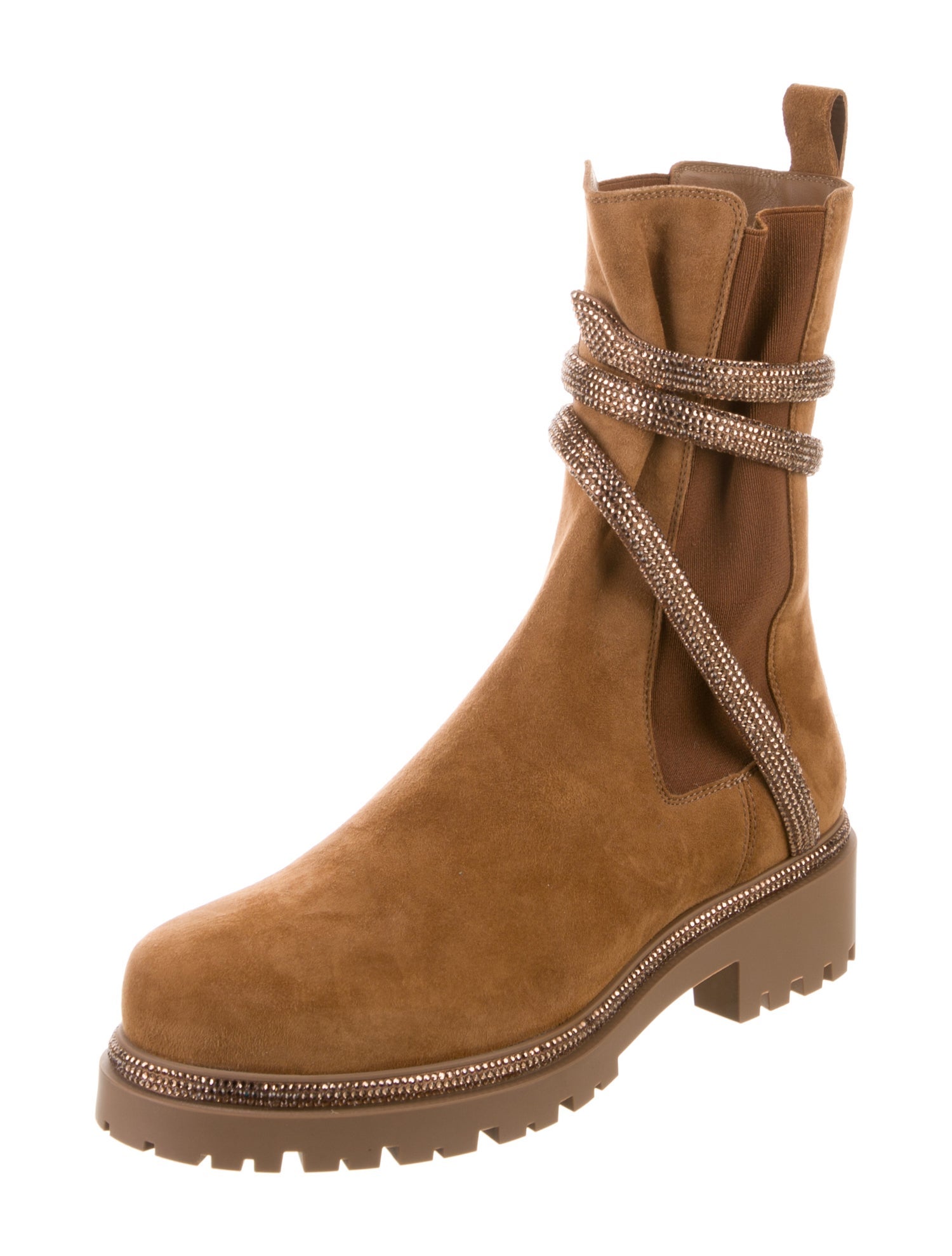 René Caovilla Suede Crystal Embellishments Chelsea Boots w/ Tags