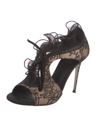René Caovilla Lace Lace Pattern Sandals