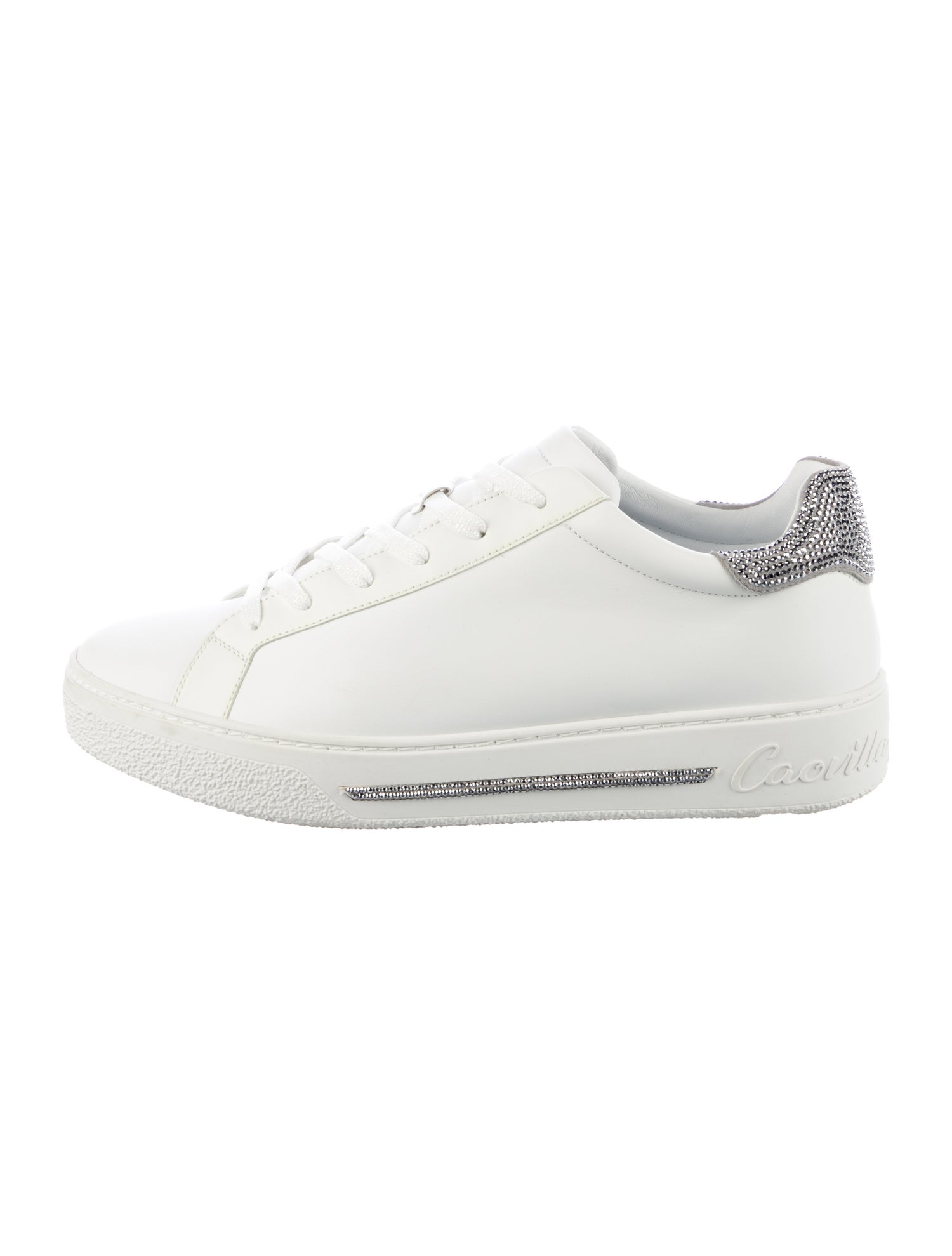 René Caovilla Leather Crystal Embellishments Sneakers