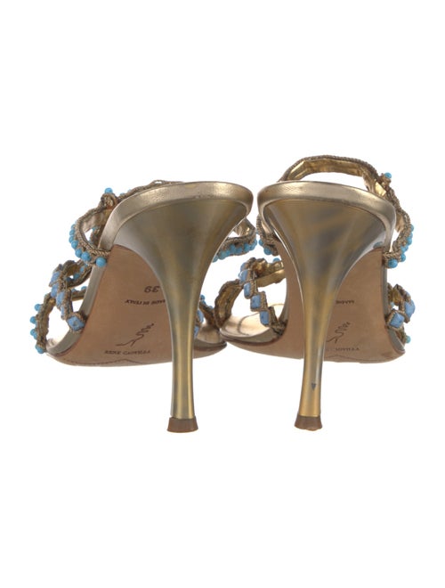 René Caovilla Leather Patterned Slides