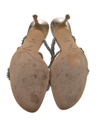 René Caovilla Leather Patterned Slides