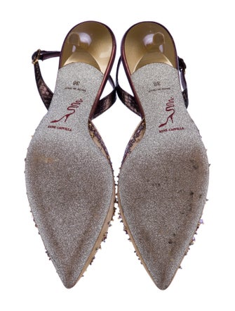 René Caovilla Mesh Crystal Embellishments Slingback Pumps