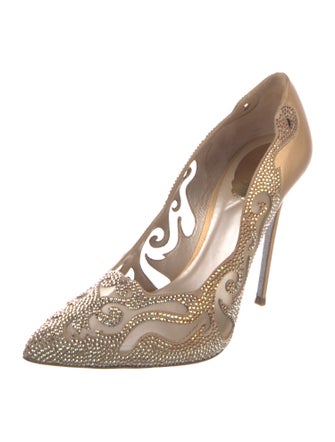 René Caovilla Mesh Crystal Embellishments Pumps