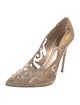 René Caovilla Mesh Crystal Embellishments Pumps