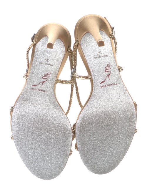 René Caovilla Satin Crystal Embellishments Slingback Sandals