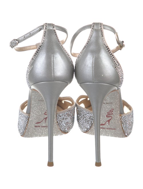 René Caovilla Leather Mesh Accents T-Strap Pumps