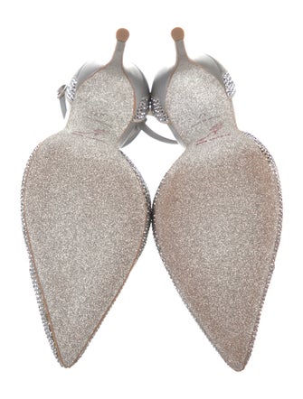 René Caovilla Leather Mesh Accents T-Strap Pumps