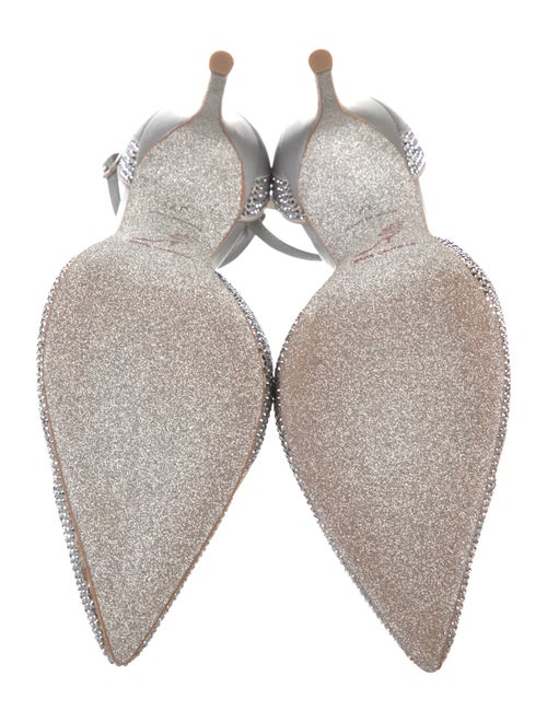 René Caovilla Leather Mesh Accents T-Strap Pumps