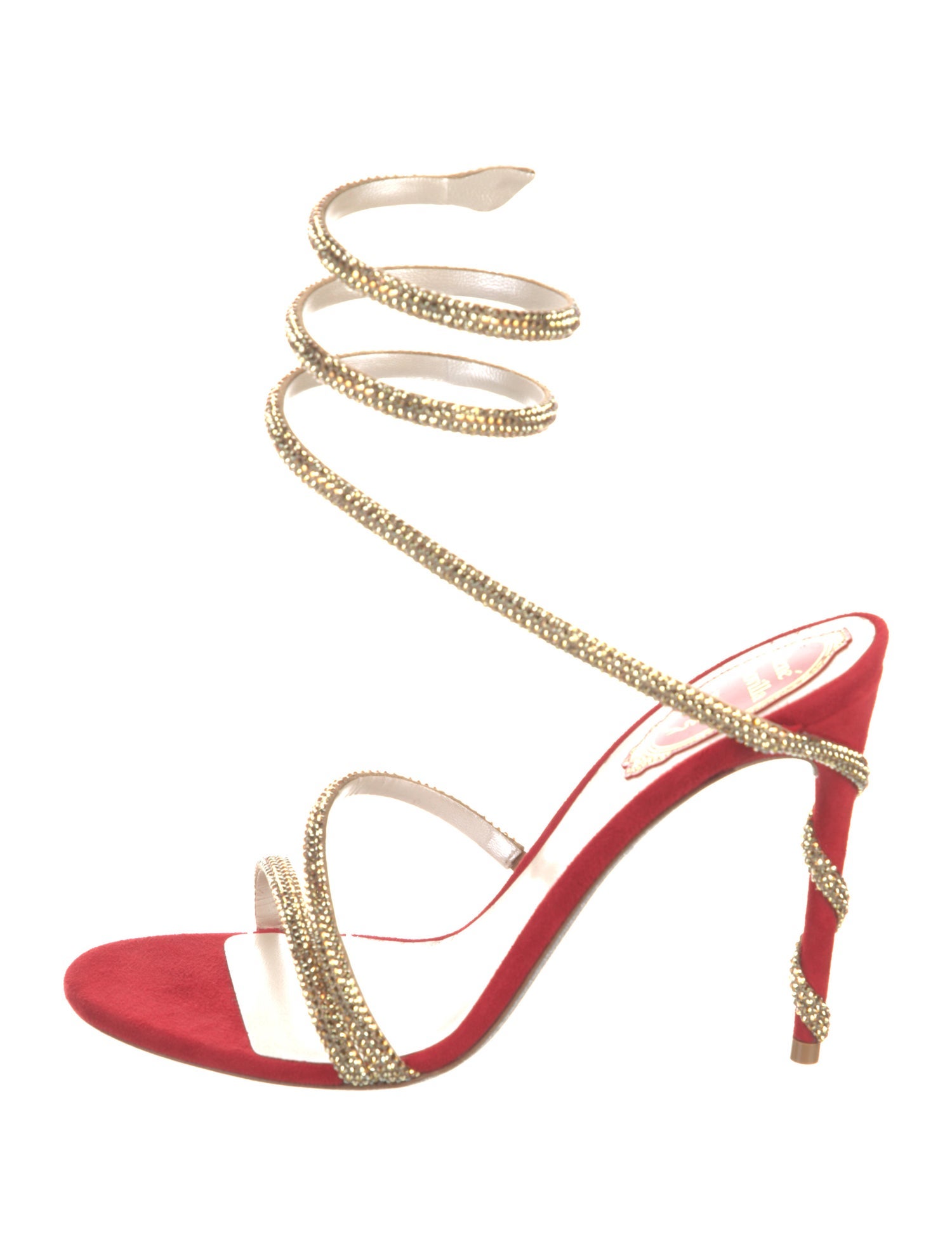 René Caovilla Suede Crystal Embellishments Sandals