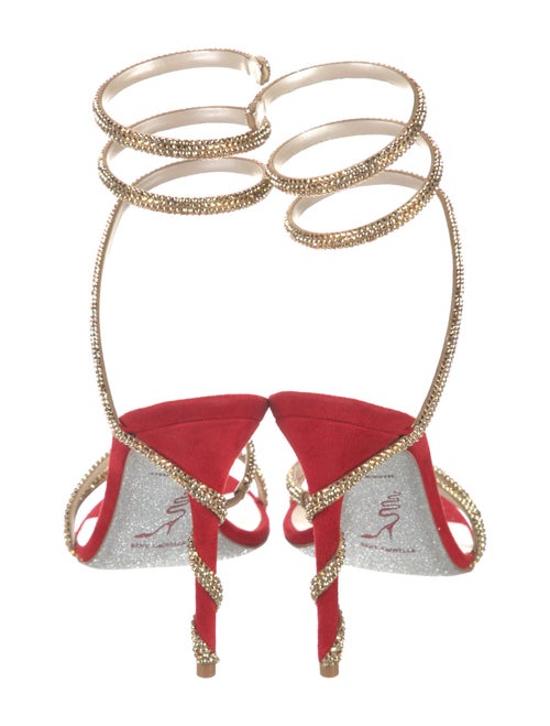 René Caovilla Suede Crystal Embellishments Sandals
