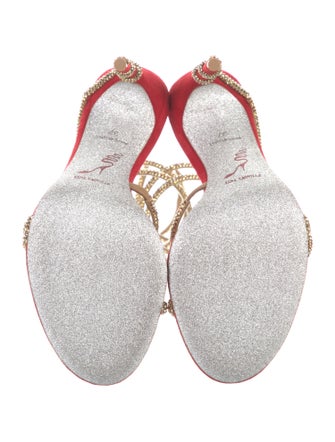 René Caovilla Suede Crystal Embellishments Sandals