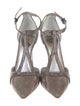 René Caovilla Leather Crystal Embellishments T-Strap Pumps