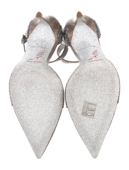 René Caovilla Leather Crystal Embellishments T-Strap Pumps