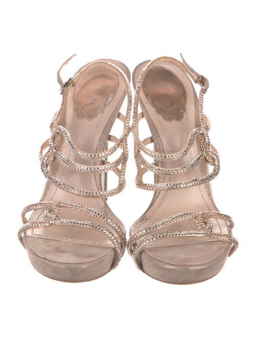 René Caovilla Satin Crystal Embellishments Slingback Sandals