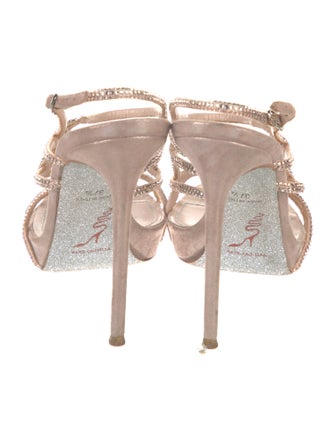 René Caovilla Satin Crystal Embellishments Slingback Sandals
