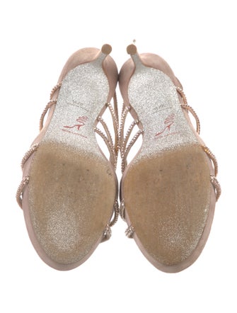 René Caovilla Satin Crystal Embellishments Slingback Sandals