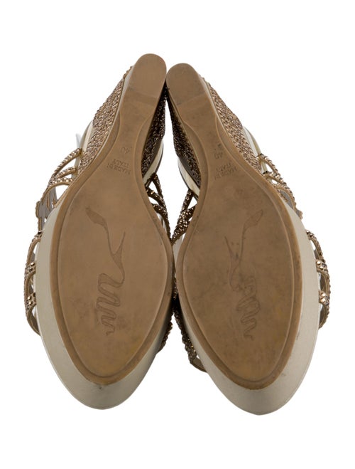 René Caovilla Leather Colorblock Pattern Slides