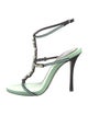 René Caovilla Leather Crystal Embellishments T-Strap Sandals