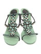 René Caovilla Leather Crystal Embellishments T-Strap Sandals
