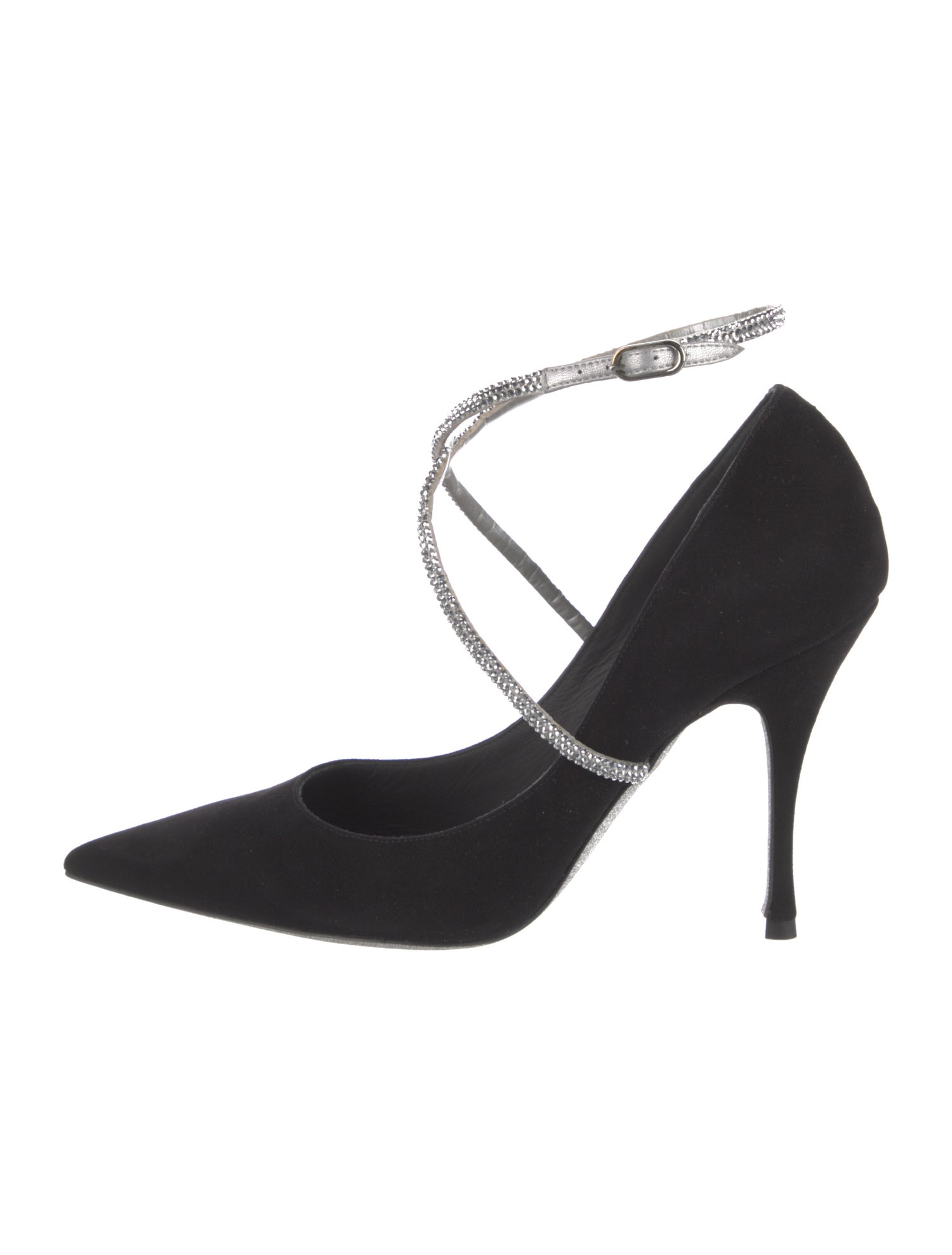 René Caovilla Suede Crystal Embellishments Pumps