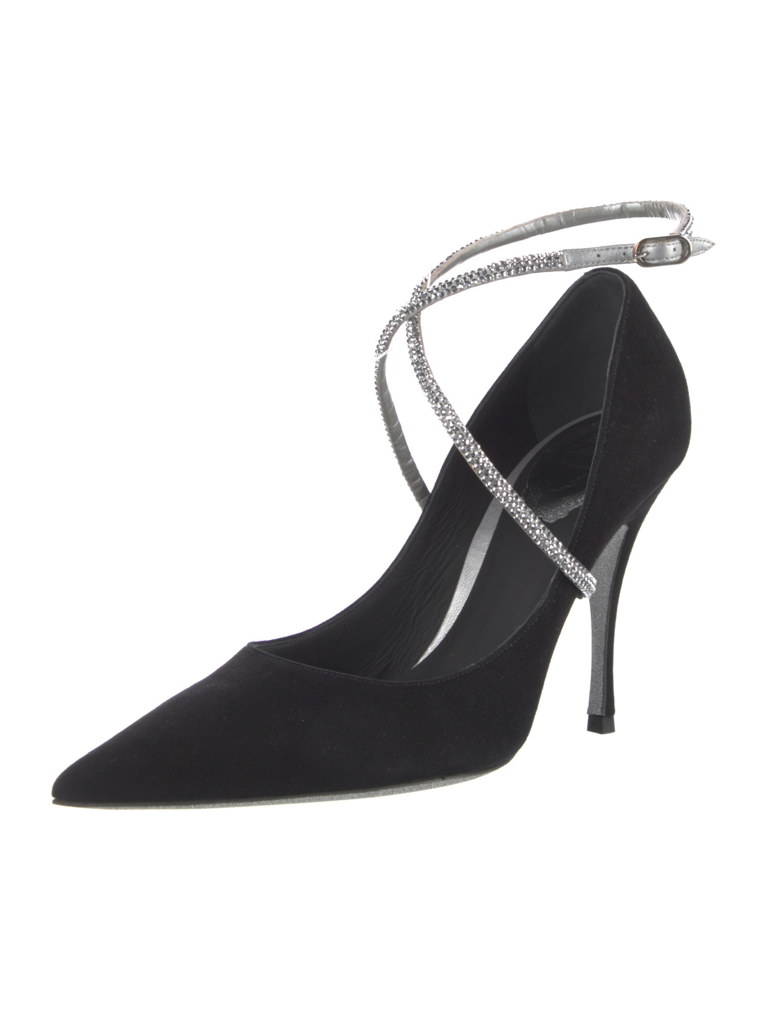 René Caovilla Suede Crystal Embellishments Pumps