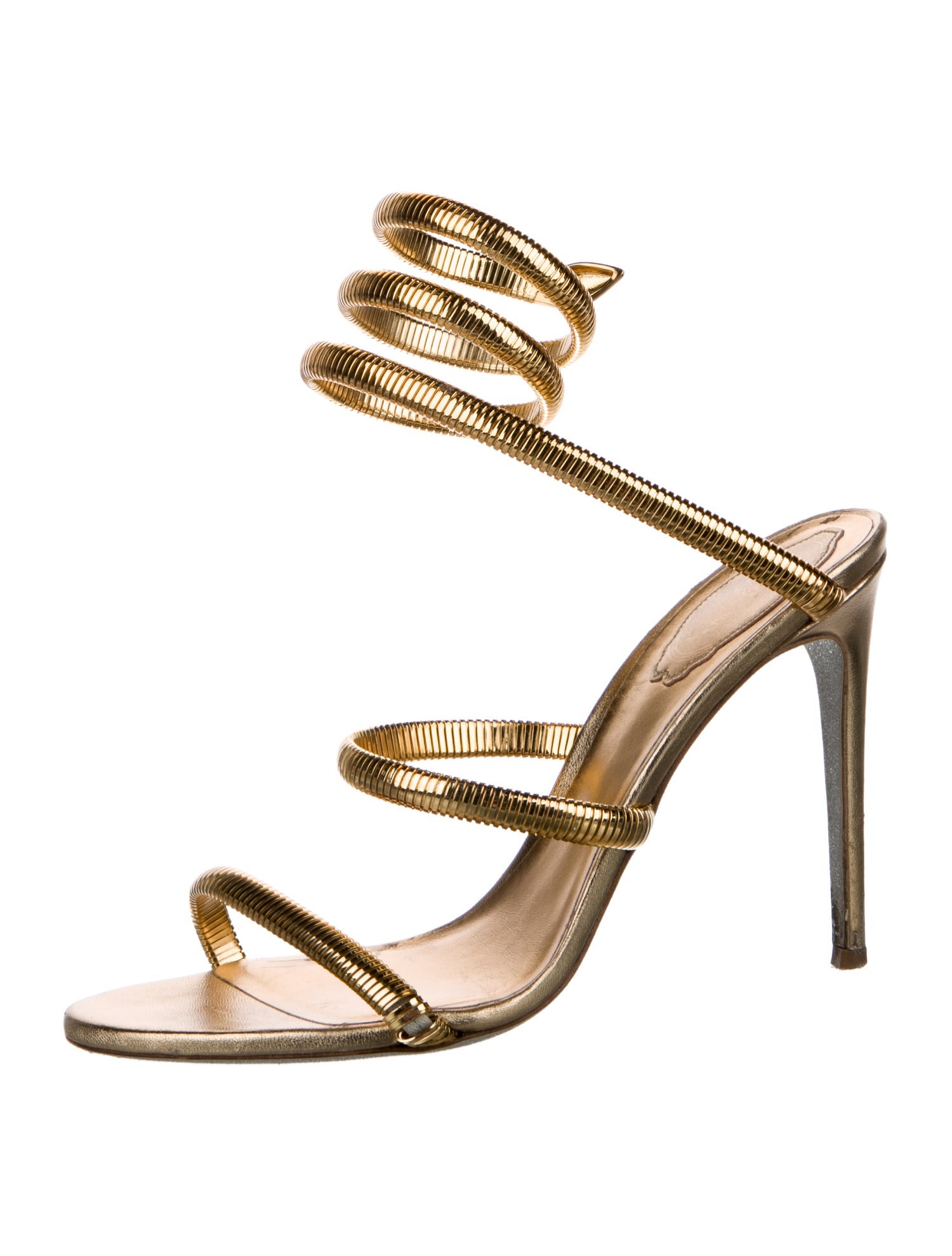 René Caovilla Leather Glitter Accents Sandals