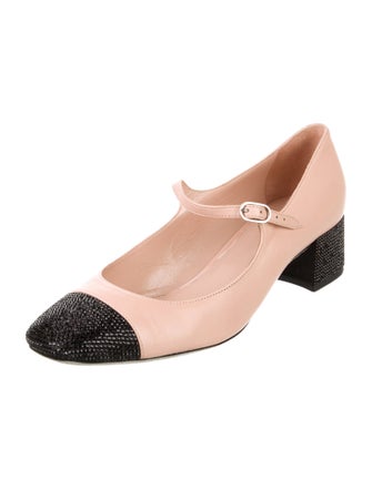 René Caovilla Leather Colorblock Pattern Pumps