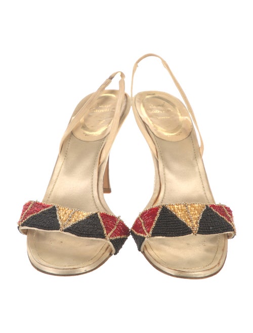 René Caovilla Satin Colorblock Pattern Slingback Sandals