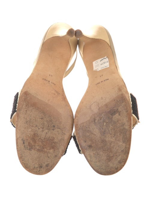 René Caovilla Satin Colorblock Pattern Slingback Sandals