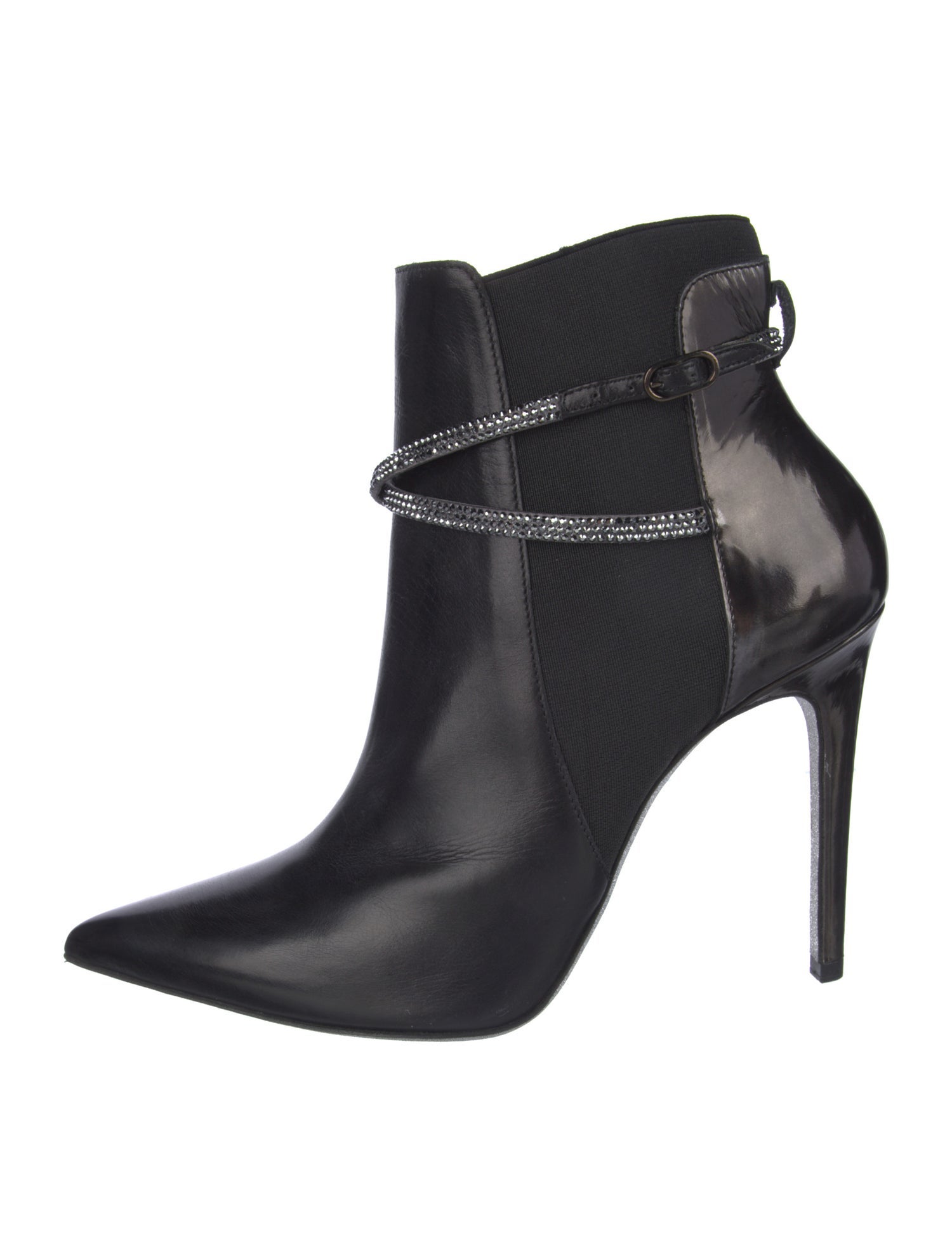 René Caovilla Leather Crystal Embellishments Boots