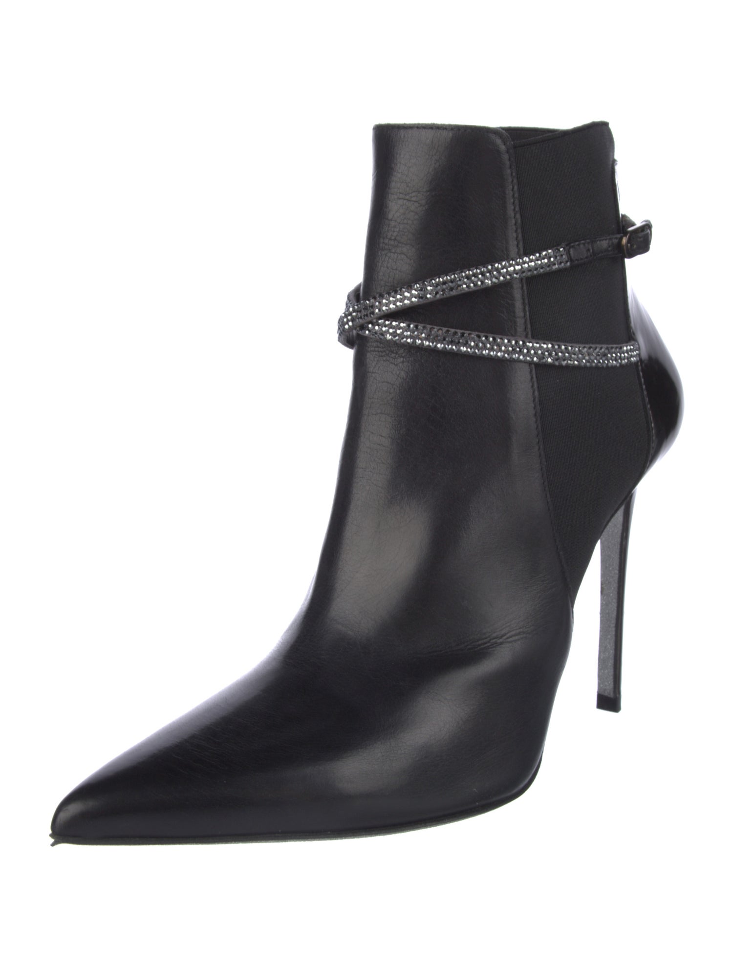René Caovilla Leather Crystal Embellishments Boots