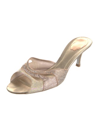 René Caovilla Leather Slides