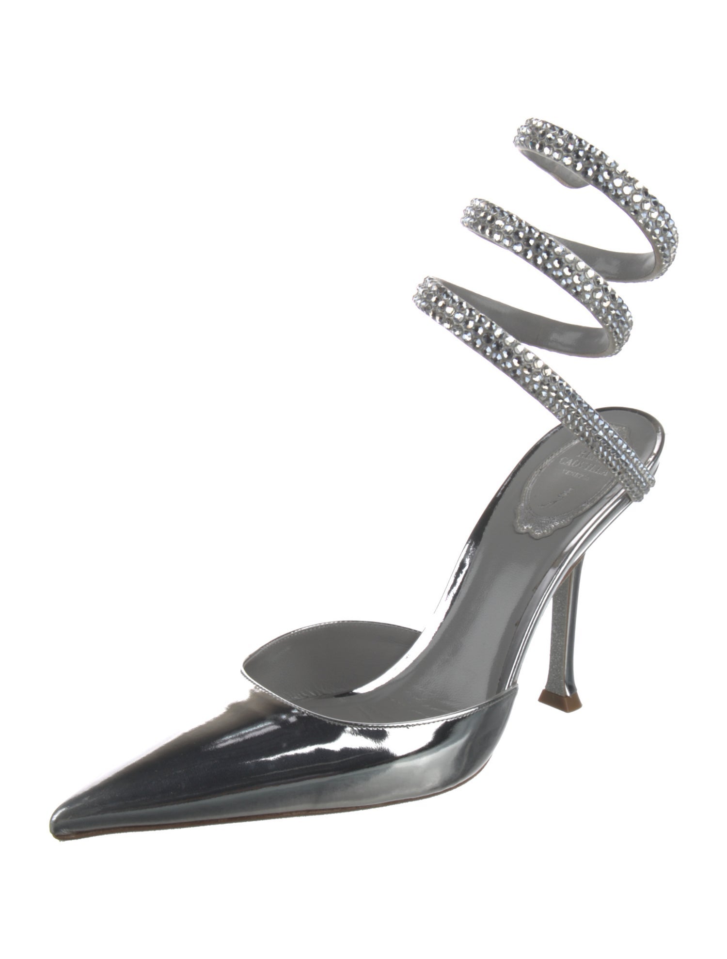 René Caovilla Leather Glitter Accents D'Orsay Pumps