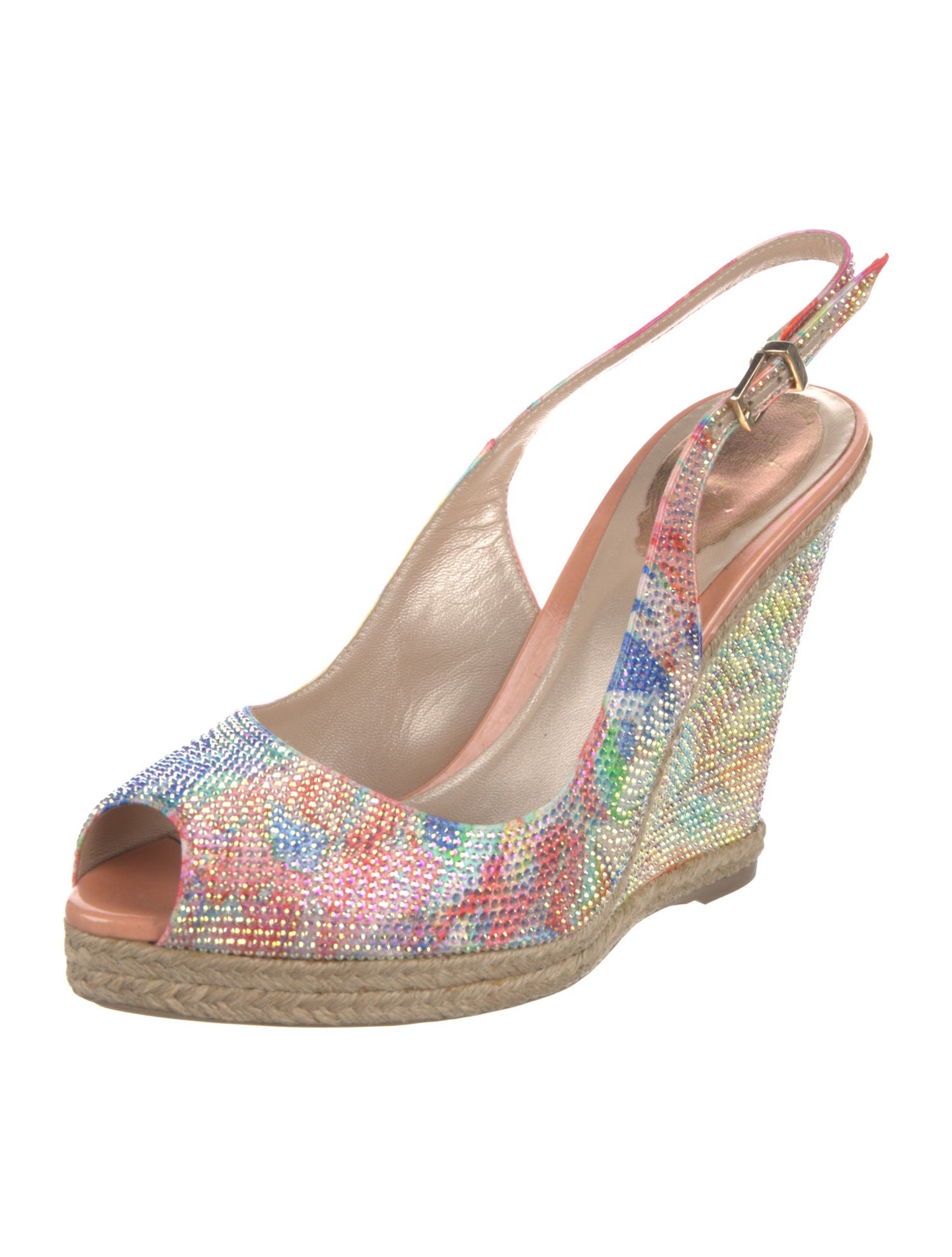 René Caovilla Crystal Printed Slingback Pumps