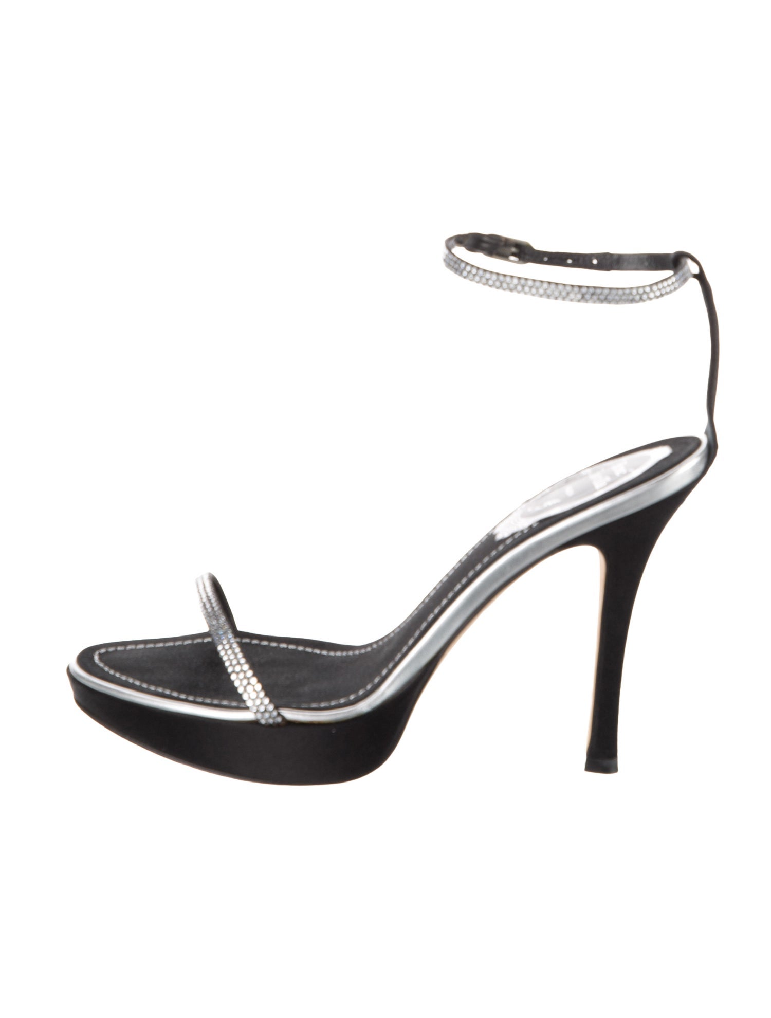 René Caovilla Satin Crystal Embellishments Sandals