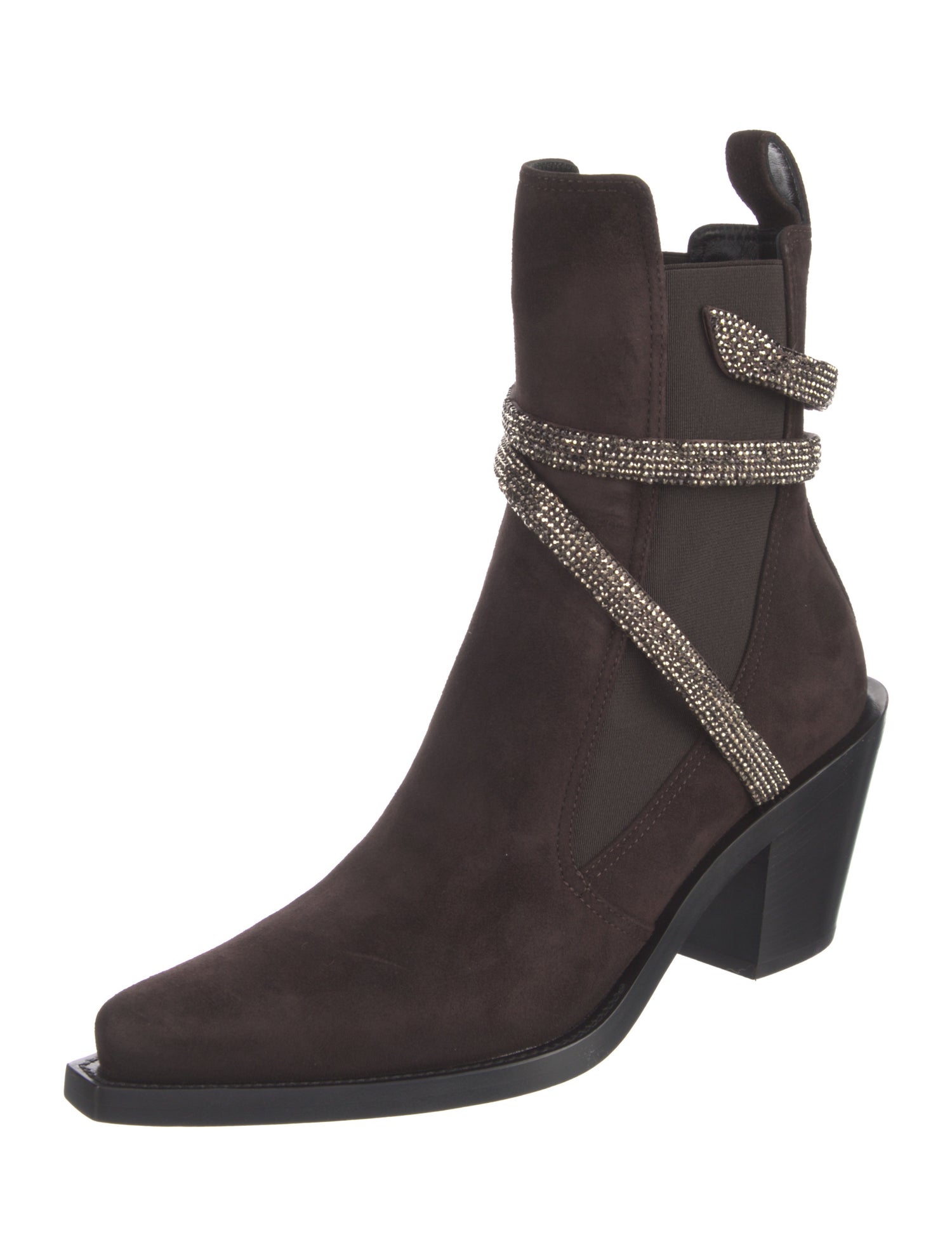 René Caovilla Suede Crystal Embellishments Sock Boots