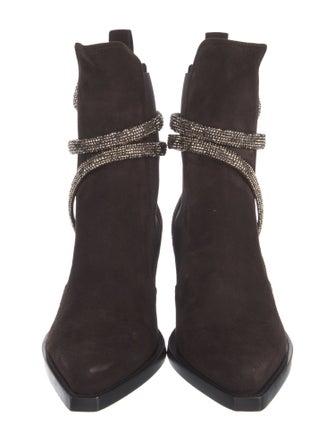 René Caovilla Suede Crystal Embellishments Sock Boots