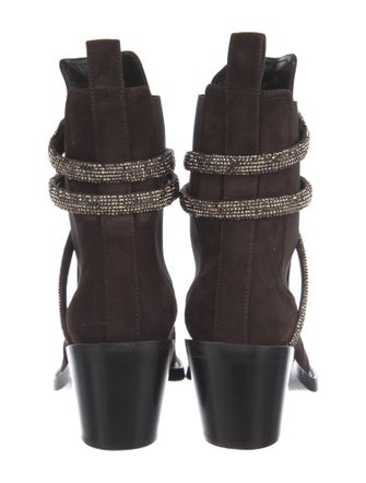 René Caovilla Suede Crystal Embellishments Sock Boots