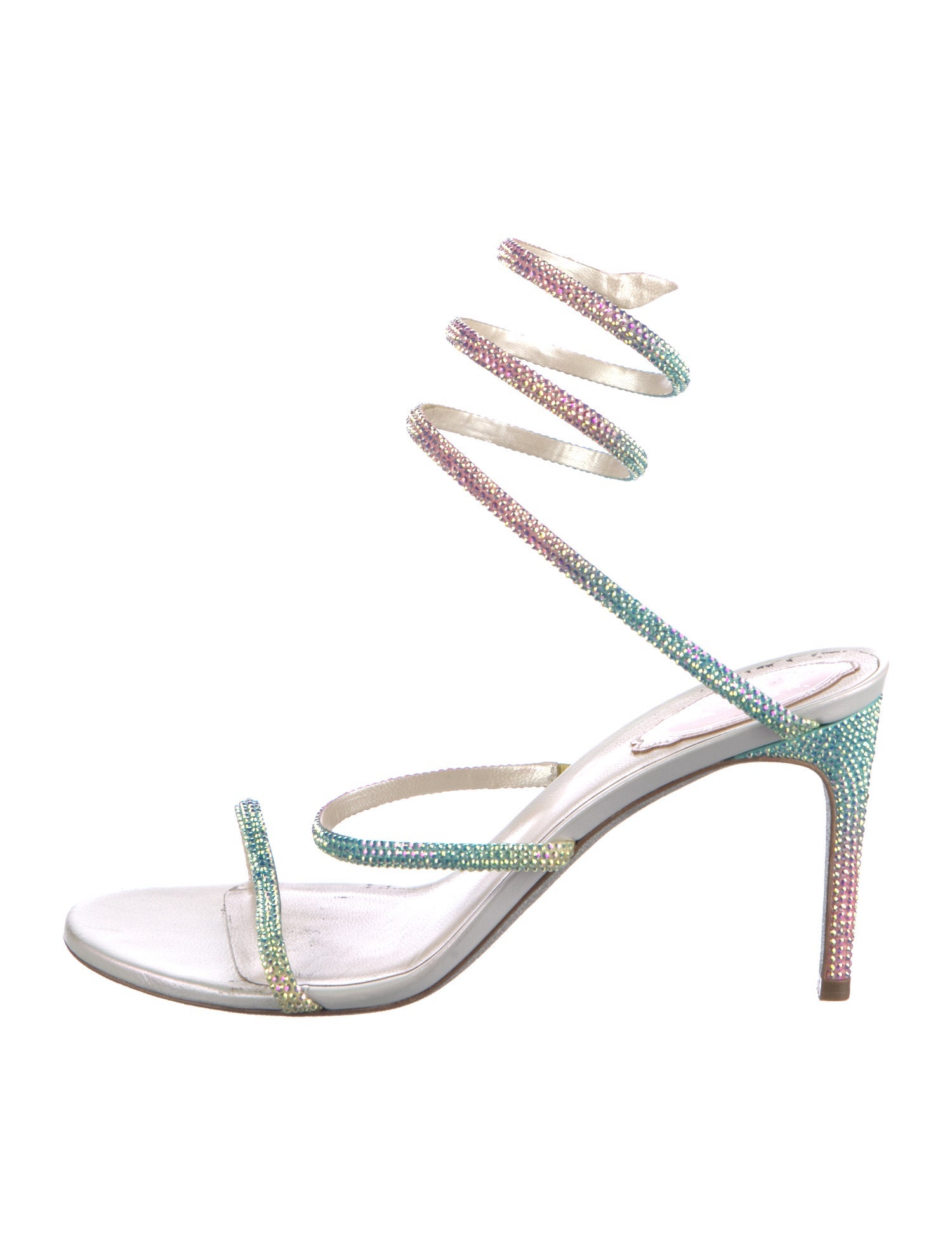 René Caovilla Satin Colorblock Pattern Gladiator Sandals