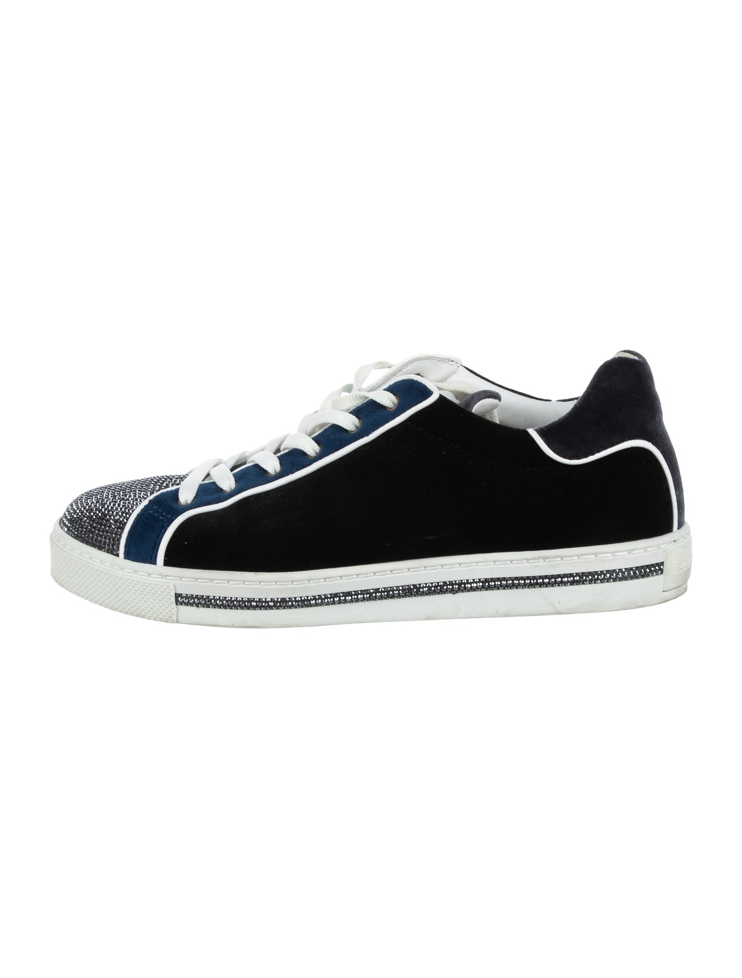 René Caovilla Velvet Crystal Embellishments Sneakers