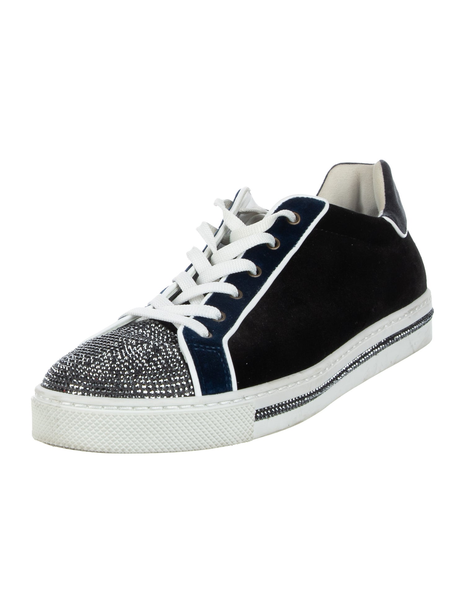 René Caovilla Velvet Crystal Embellishments Sneakers