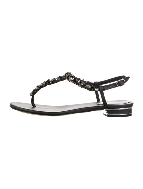 René Caovilla Leather T-Strap Sandals