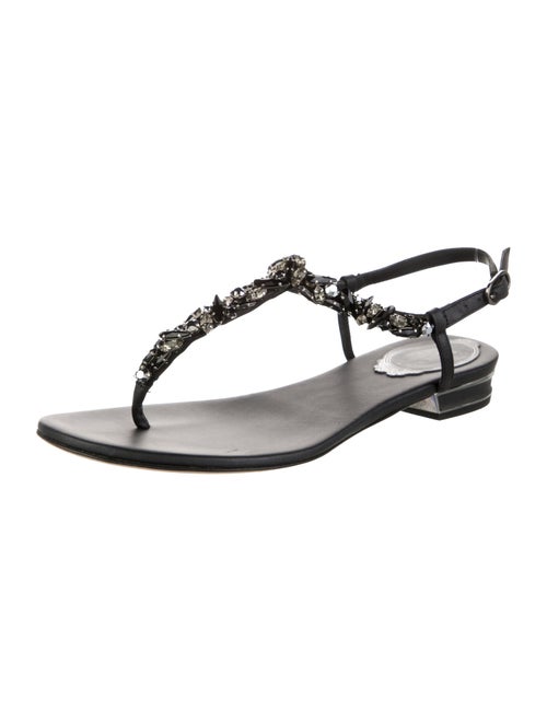 René Caovilla Leather T-Strap Sandals