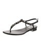 René Caovilla Leather T-Strap Sandals