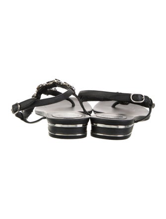 René Caovilla Leather T-Strap Sandals