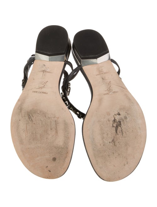 René Caovilla Leather T-Strap Sandals